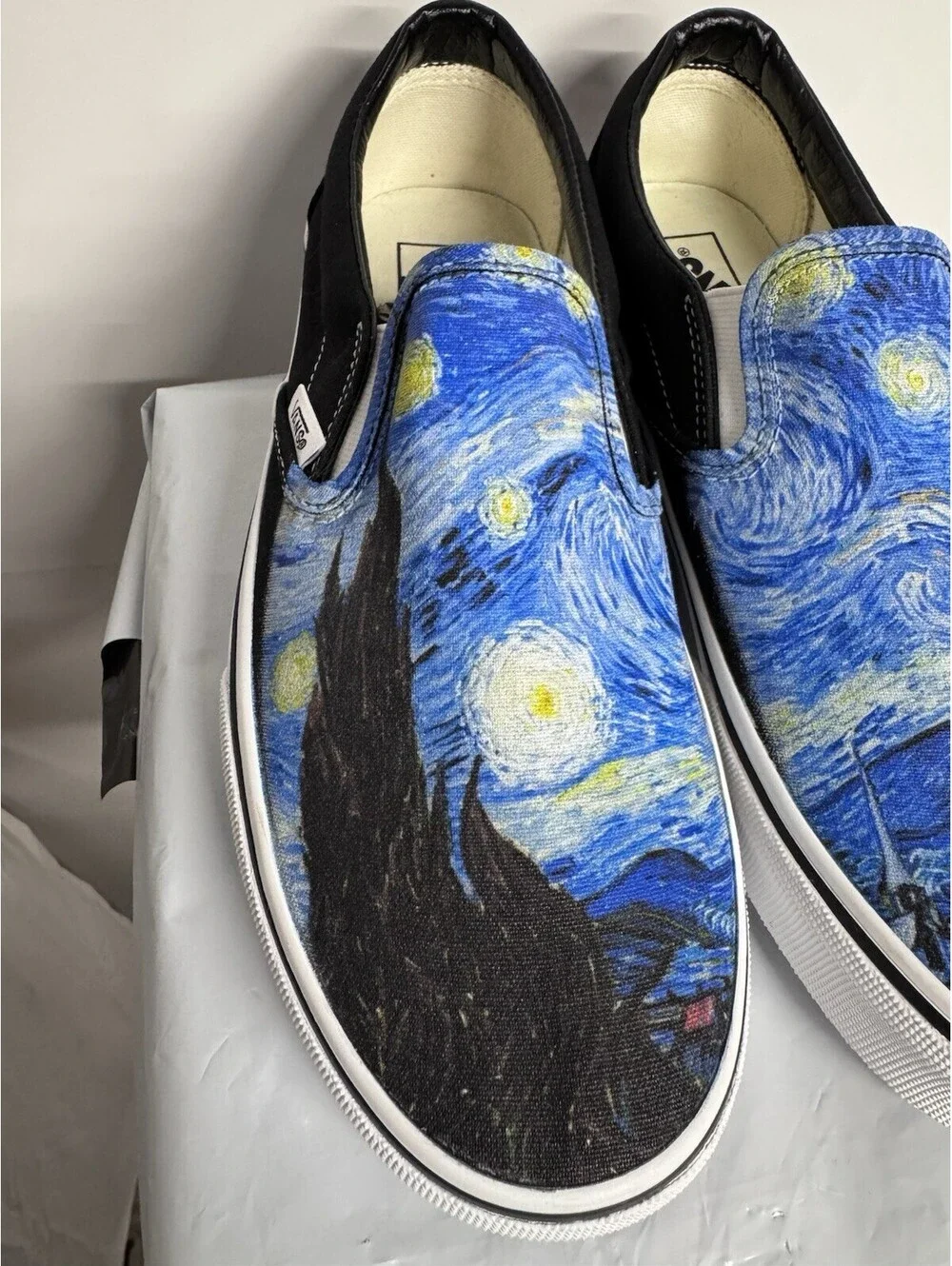 Vans Custom Slip On Starry Night Vincent Van Gogh Art Sneakers Men 8.5 Women 10